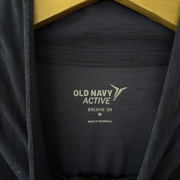 Old Navy Active Long Sleeve T-shirt Womens Medium Blue Thumb Holes 1/4 Zip FLAW - Picture 4 of 5